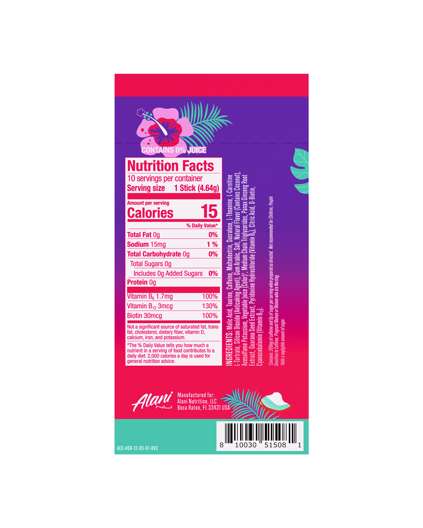 Hawaiian Shaved Ice Energy Sticks, 10-Pack