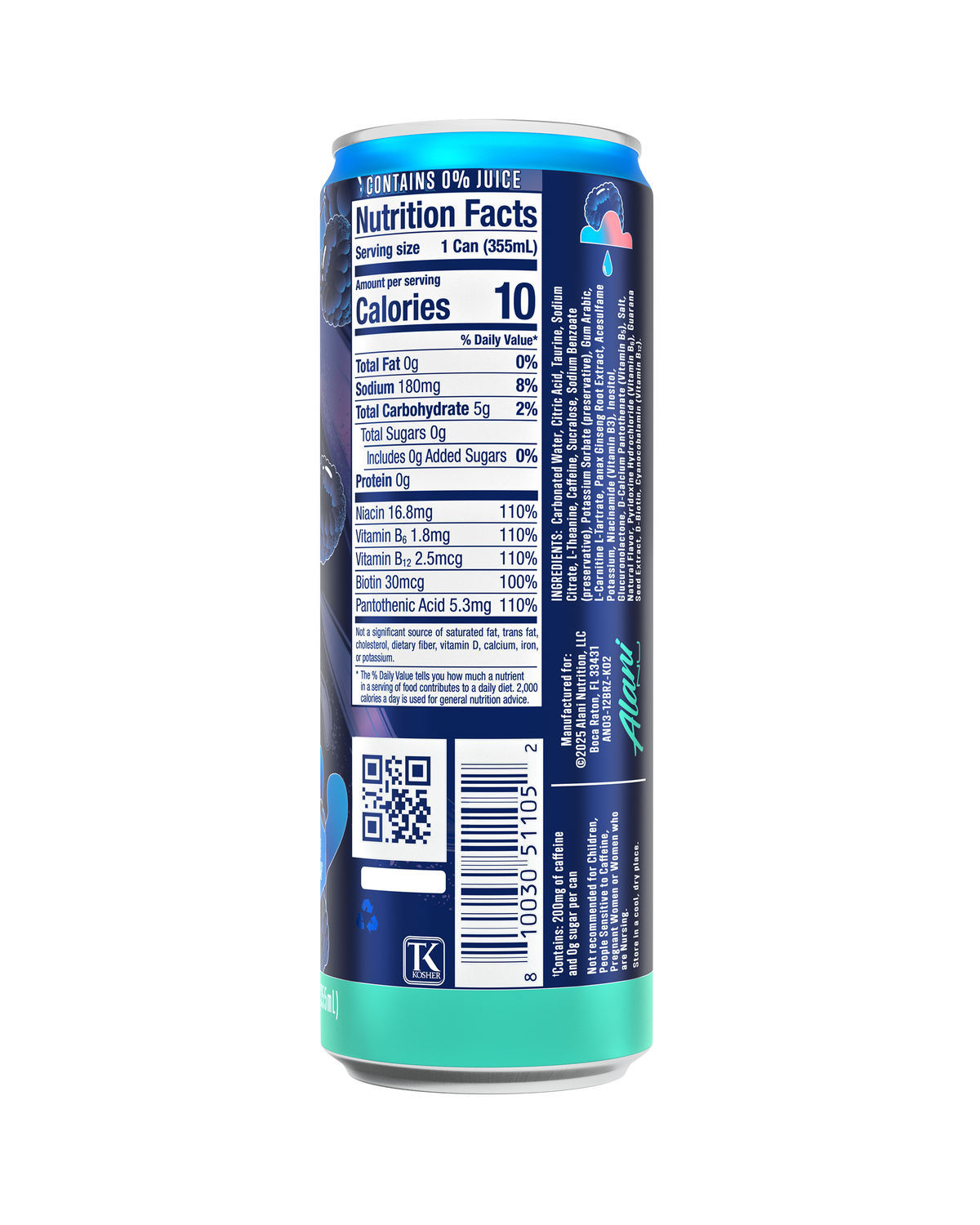 Breezeberry Blue Raspberry Energy Drink, 12-Pack