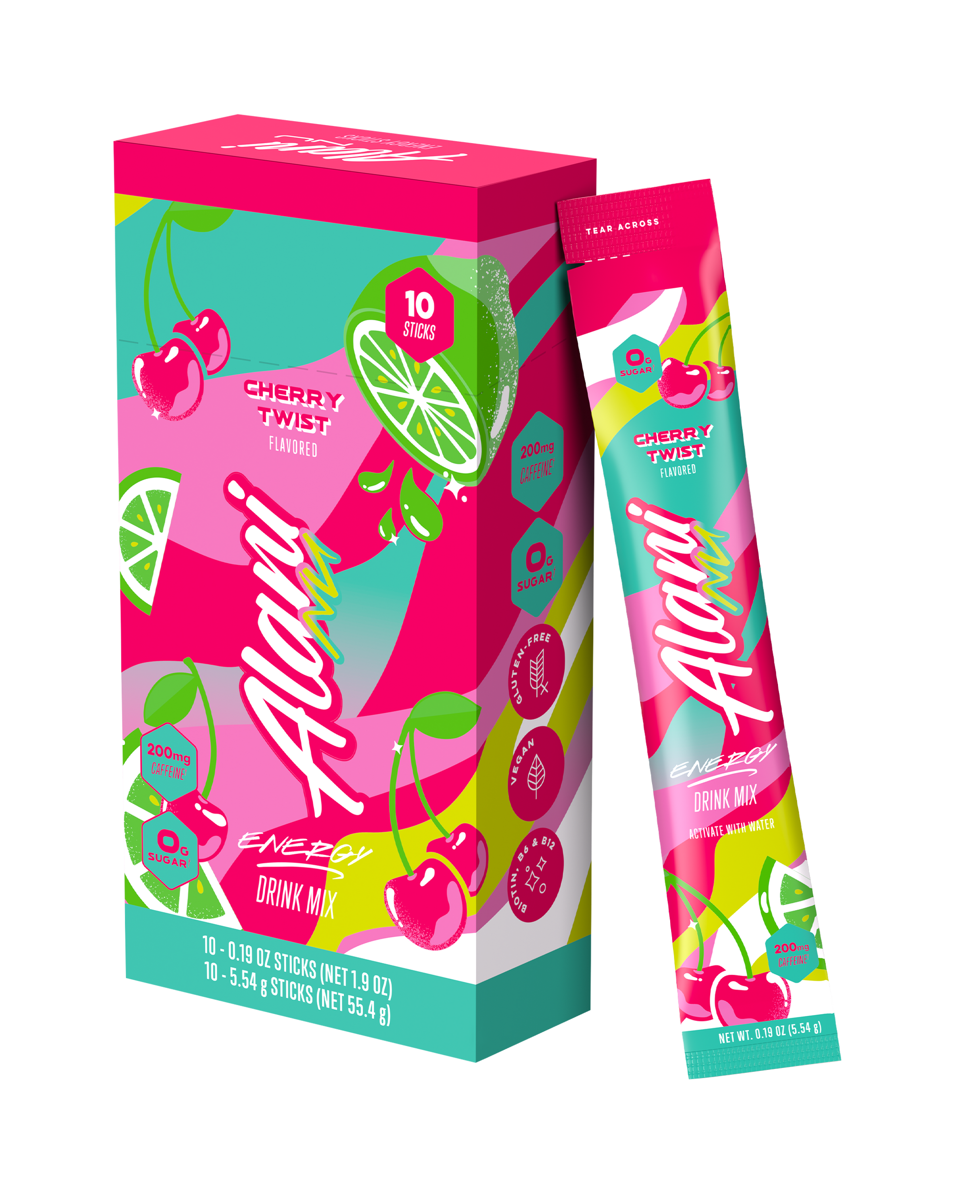 Cherry Twist Powdered Energy Sticks, 10-Pack