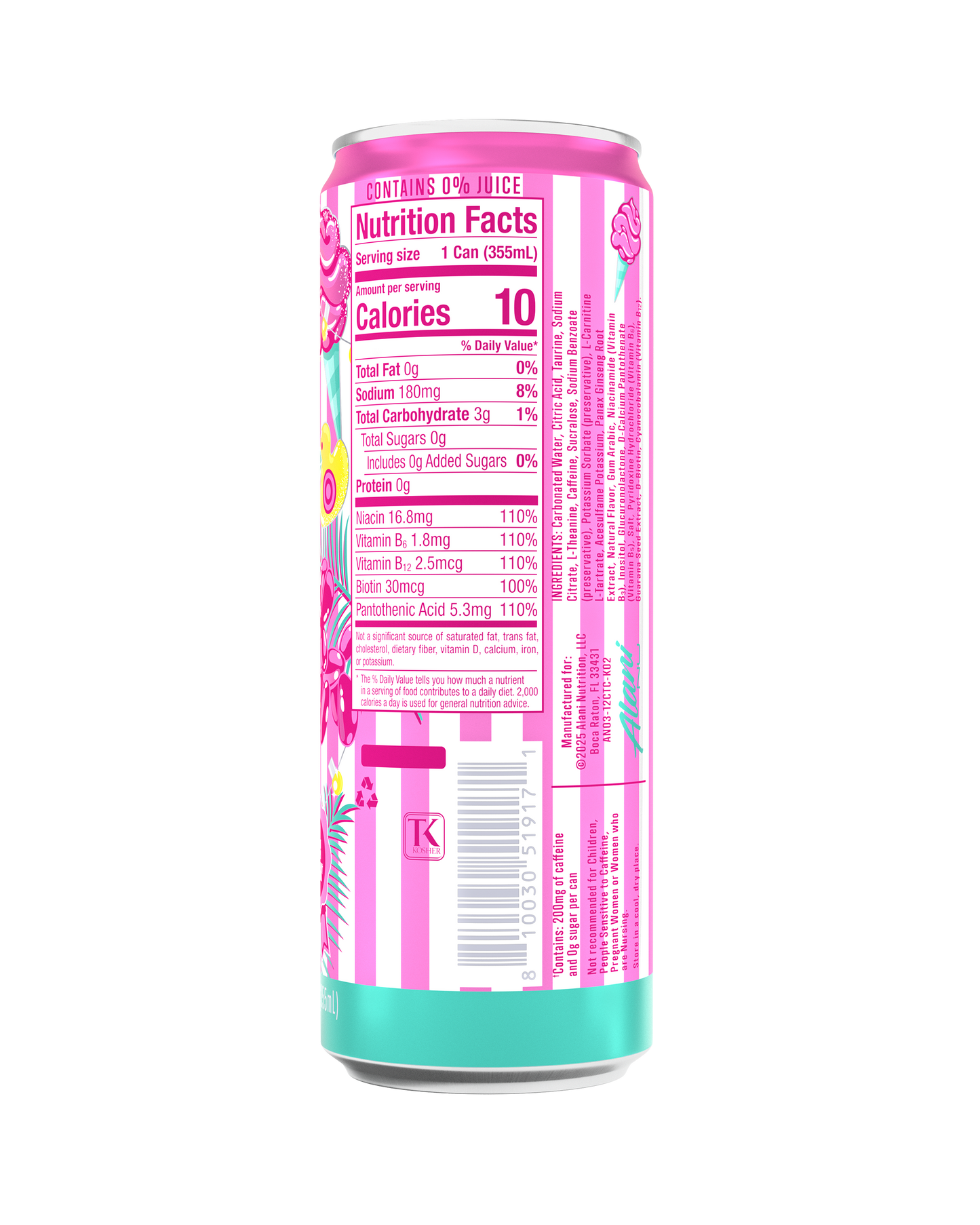 Cotton Candy Energy Drink with Pink Vanilla, 12-Pack