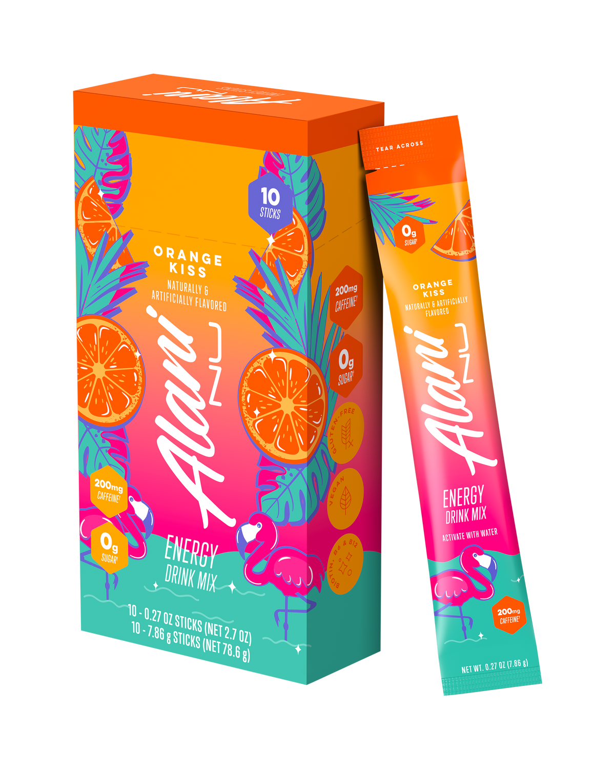 Orange Kiss Powdered Energy Sticks, 10-Pack