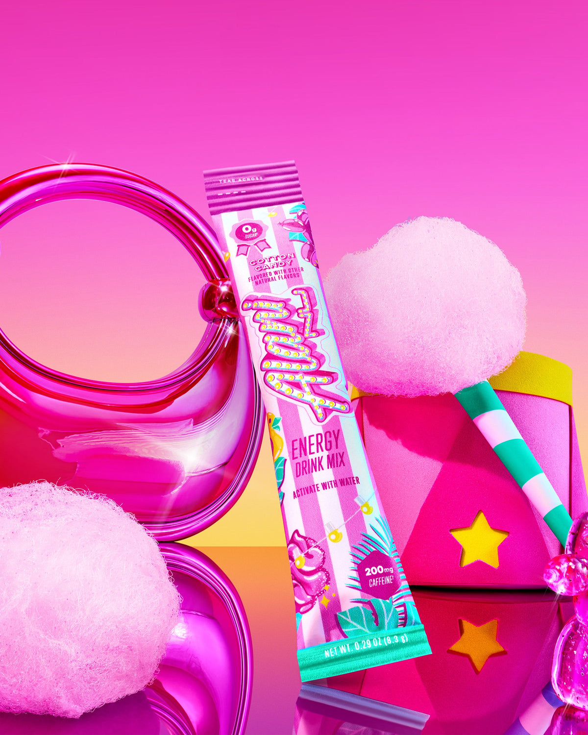 Cotton Candy Energy Sticks for Mixing, 10-Pack