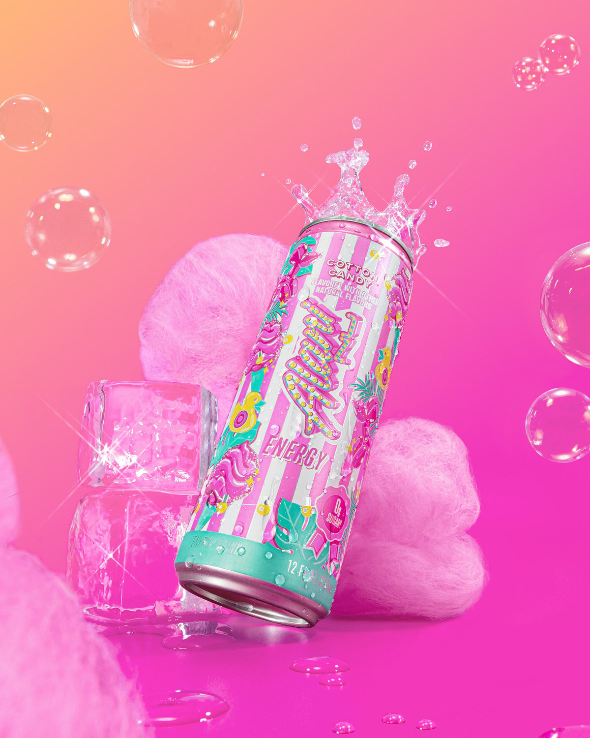 Cotton Candy Energy Drink with Pink Vanilla, 12-Pack