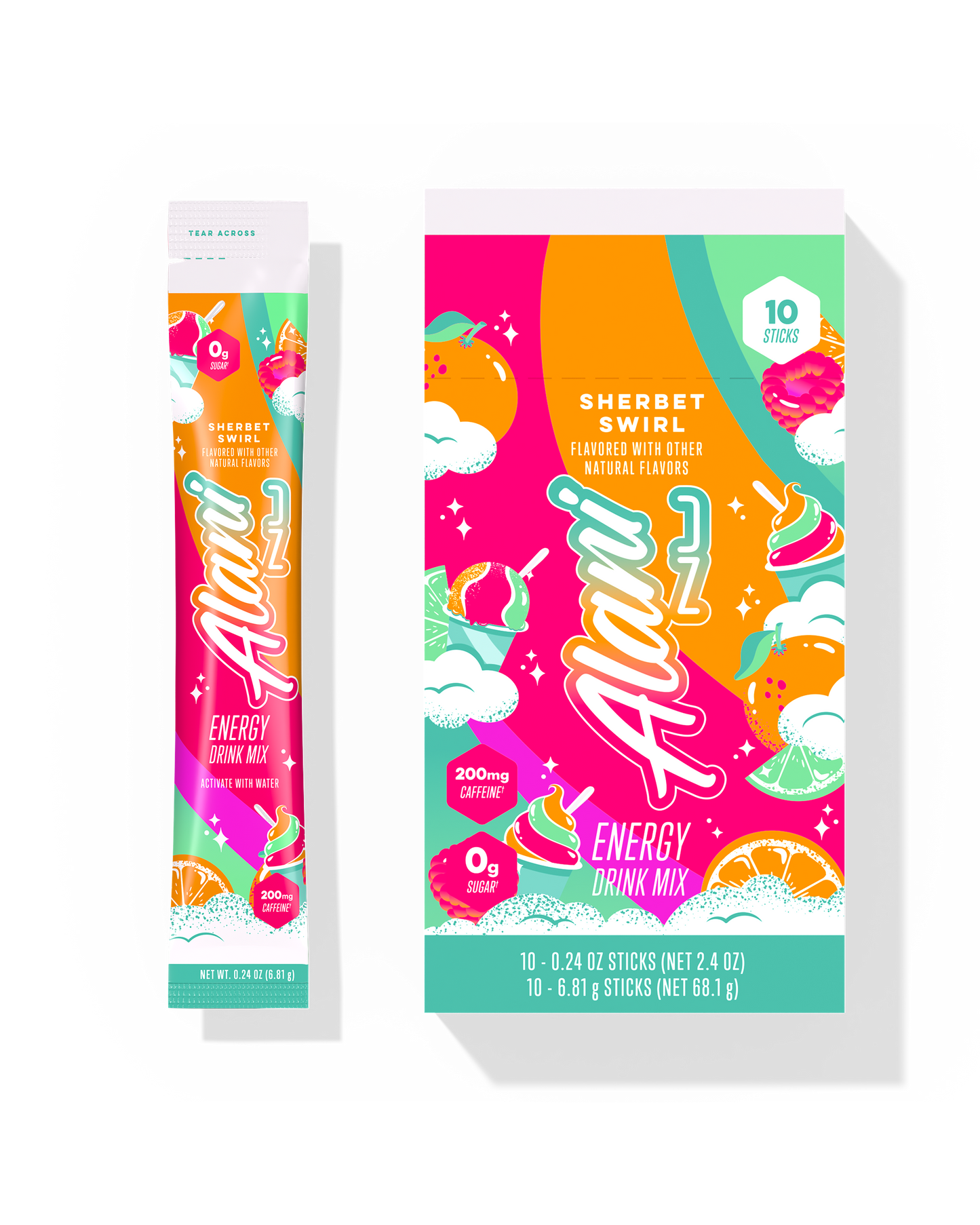 Sherbet Swirl Powdered Energy Sticks, 10-Pack